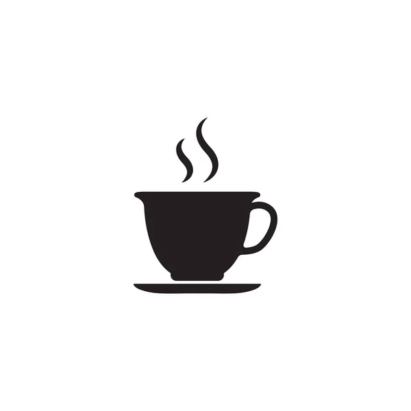 Чашка Кофе Чая Паром Векторная Линия Икона Черный Белом — стоковый вектор
