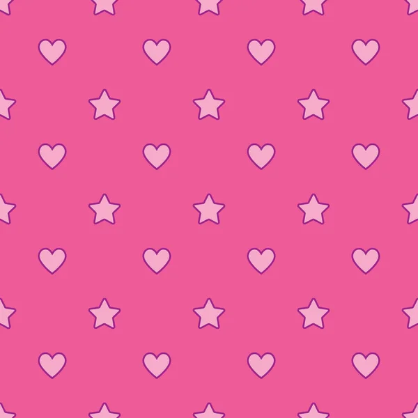 Hearts Stars Seamless Baby Pattern Endless Texture — Stock Vector
