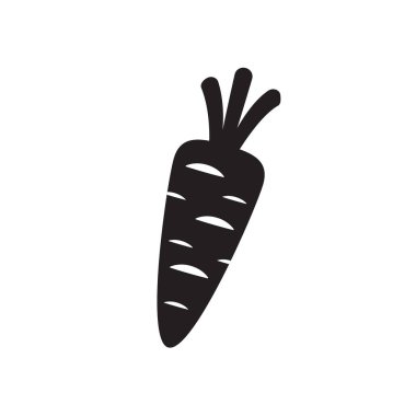 Havuç Simgesi, siyah siluet vektör simgesinde sebze