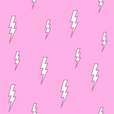 Pembe arka planda şirin beyaz şimşek, yıldırımlar pürüzsüz desen.