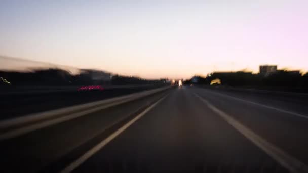 Timelapse Της Οδήγησης Γερμανικό Αυτοκινητόδρομο Σούρουπο — Αρχείο Βίντεο