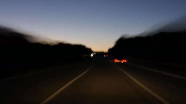 Timelapse Της Οδήγησης Γερμανικό Αυτοκινητόδρομο Σούρουπο — Αρχείο Βίντεο