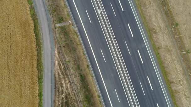 Neues Teilstück Einer Bundesstraße Luftaufnahme — Stockvideo