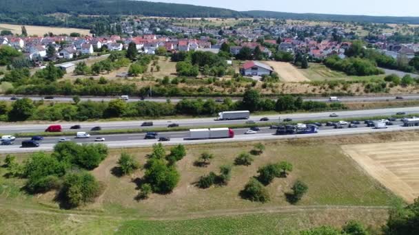 Wiesbaden Alemania Agosto 2018 Tráfico Denso Atasco Autopista Alemana Durante — Vídeos de Stock