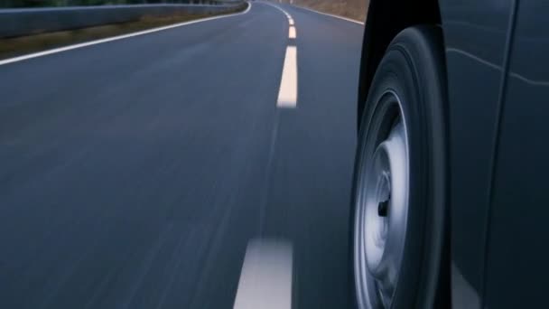 Conducir Por Una Carretera Campo Través Del Bosque Atardecer Vista — Vídeo de stock