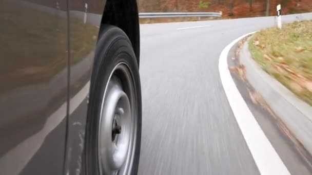 Conducir Por Una Carretera Campo Través Del Bosque Vista Bajo — Vídeo de stock