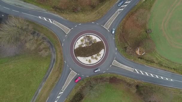 Luftaufnahme Eines Kreisverkehrs Drohnenaufnahmen — Stockvideo