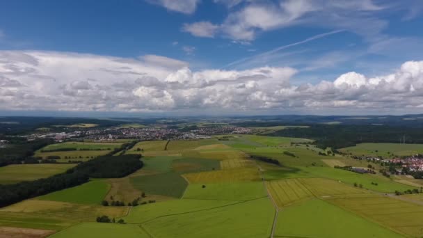 Aerial View Agricultural Area Fields — Stock Video