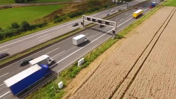 Aerial View Traffic Highway Tracking Shot Drone Footage — Stock Video