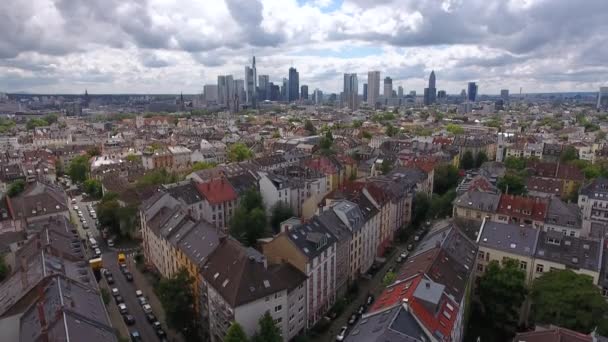 Stadsbilden Frankfurt Tyskland Utsikt Från Luften Drone Footage — Stockvideo