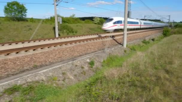 Dauborn Alemanha Maio 2019 Tracking Shot Passing Ice Train Highspeed — Vídeo de Stock