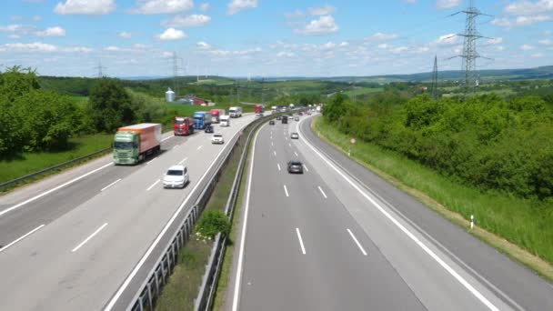 Idstein Germany May 2019 Dense Traffic Trucks German Highway Heavily — Stock Video