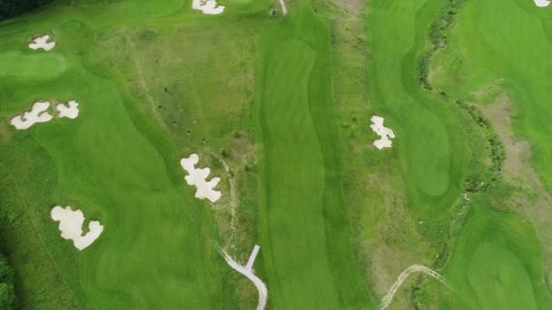 Aerial View Large Golf Course Springtime Tracking Shot — Stock Video