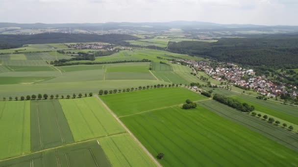 Aerial View Agricultural Area Fields German Landscape — Stock Video