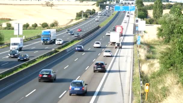 Frankfurt Deutschland Juli 2019 Dichter Verkehr Auf Der Autobahn Zeitraffer — Stockvideo