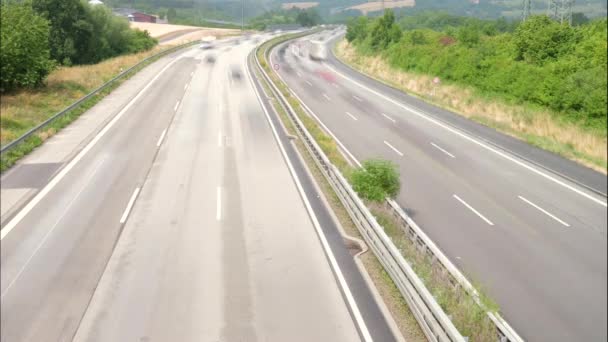 Timelapse Van Dicht Verkeer Duitse Highway Motion Blur — Stockvideo