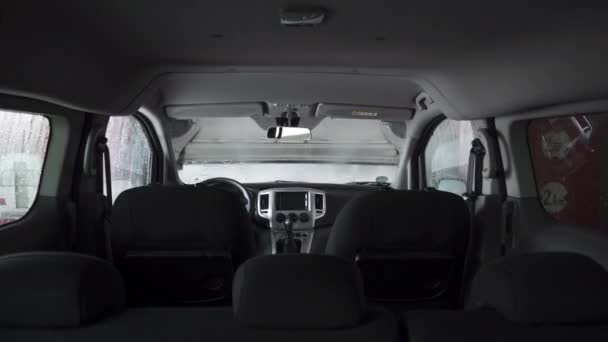 Vista Interior Coche Lavado Coches Lapso Tiempo — Vídeo de stock