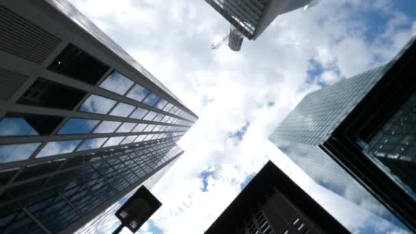 Flachbild Von Wolkenkratzern Glasfassaden Frankfurt Deutschland — Stockvideo