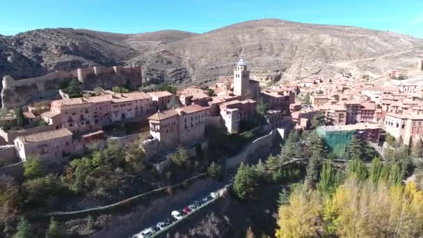 Ancienne Ville Forteresse Vue Oiseau Drone Survole Ancienne Ville Albarracin — Video