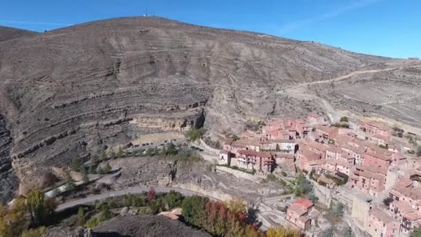 Antik Kentin Kale Kuşbakışı Drone Albarracin Antik Şehir Doğu Spanya — Stok video