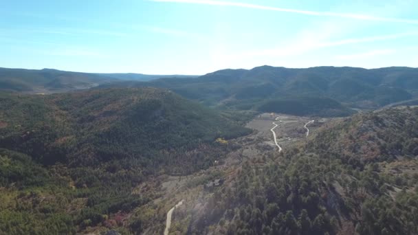 Hory Lesy Španělska Ptačí Perspektivy Pohledu Dron Létá Nad Rezervy — Stock video