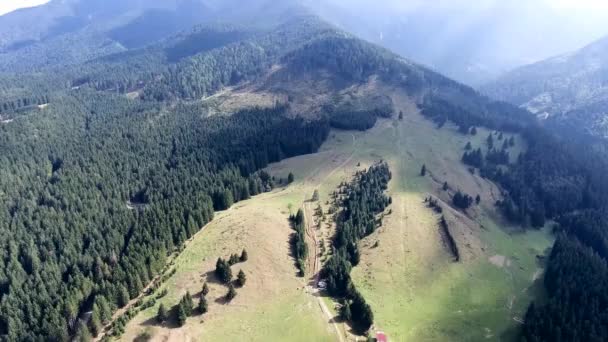 Vogelperspektive Auf Siebenbürgen Berge Romania Bran Stadt Burg Des Grafen — Stockvideo