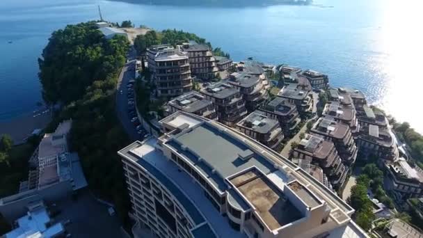 Budva Com Vista Panorâmica Becici Drone Tira Fotos Uma Altura — Vídeo de Stock