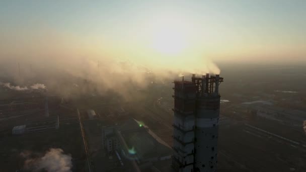 Pijp Roken Plant Vanuit Een Vogelperspectief Uitzicht Luchtfoto Enquête Vliegen — Stockvideo