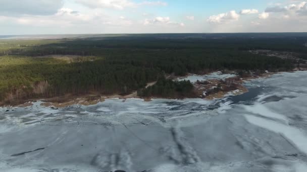 Fotografia Aerea Del Fiume Dnieper Dal Punto Vista Uccello Regione — Video Stock