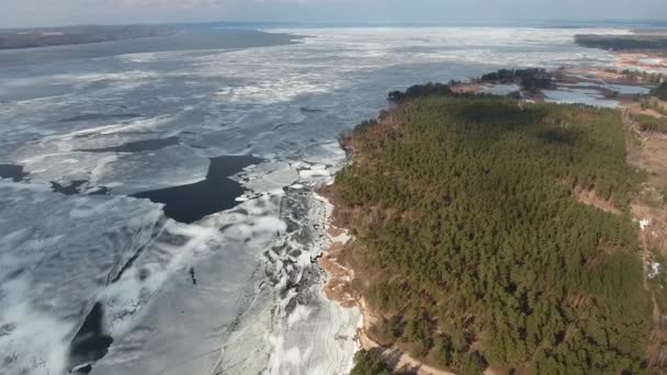 Letecká Fotografie Řeky Dněpr Ptačí Perspektivy Cherkasy Regionu Poblíž Města — Stock video