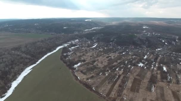 조류의 보기에서 드니프르 비행장 우크라이나에서 드니프르 영역을 헬리콥터입니다 비치와 — 비디오