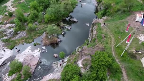 Canyon Ucraino Nel Villaggio Buki Vista Volo Uccello Drone Rimuove — Video Stock