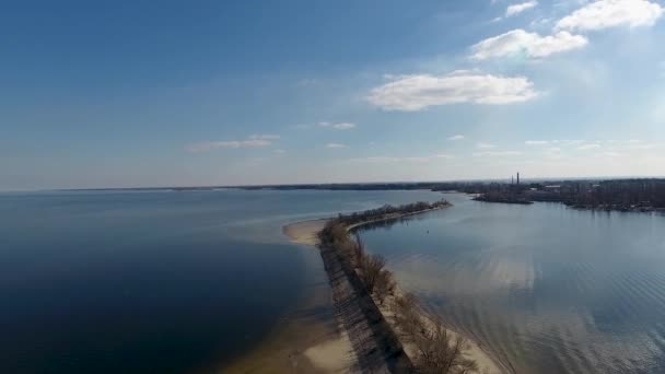 Antenne Drone Beelden Dnjepr Dnjepr Cherkasy Drone Vliegt Zandbank Aan — Stockvideo