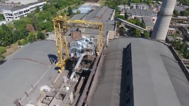 Urban Coal Boiler House Aerial View Dengung Terbang Atas Stasiun — Stok Video