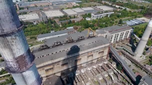 Kentsel Kömür Kazan Evi Havadan Görünümü Drone Isı Sıcak Ile — Stok video