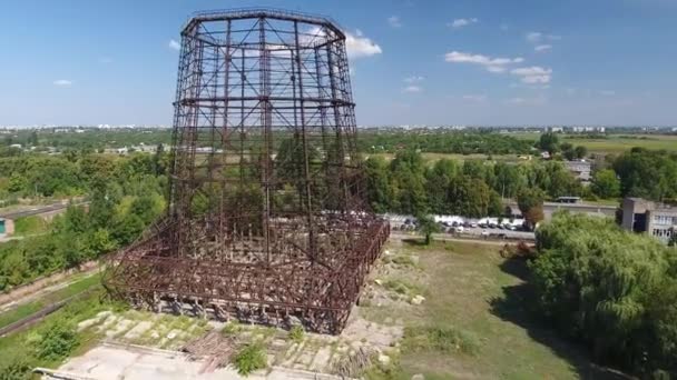 Kentsel Kömür Kazan Evi Havadan Görünümü Drone Isı Sıcak Ile — Stok video