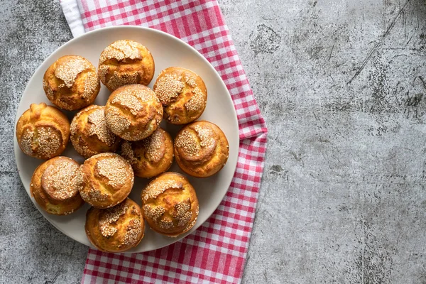 Blick Auf Maisbrot Muffins Teller Zum Frühstück Gebackene Maisbrot Pone — Stockfoto