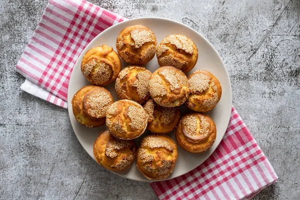 Vista Superior Sobre Muffins Pão Milho Prato Para Café Manhã — Fotografia de Stock
