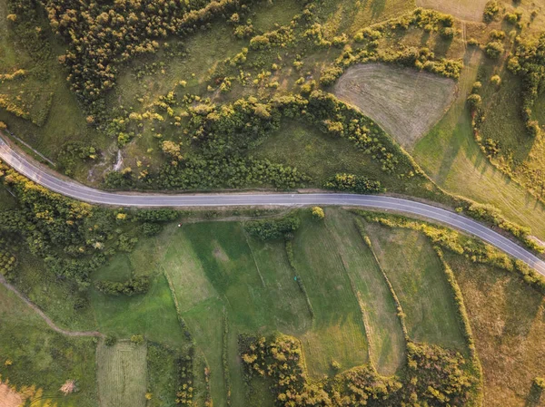 Vista Aérea Arriba Hacia Abajo Desde Arriba Carretera Campo Cordillera — Foto de Stock