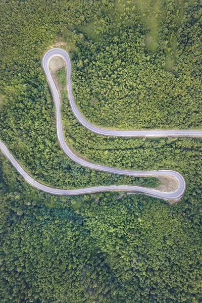 Aerea Vista Dall Alto Verso Basso Drone Immagine Strada Montagna — Foto Stock