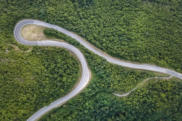 Vista Aérea Arriba Hacia Abajo Imagen Dron Asfalto Carretera Montaña — Foto de Stock