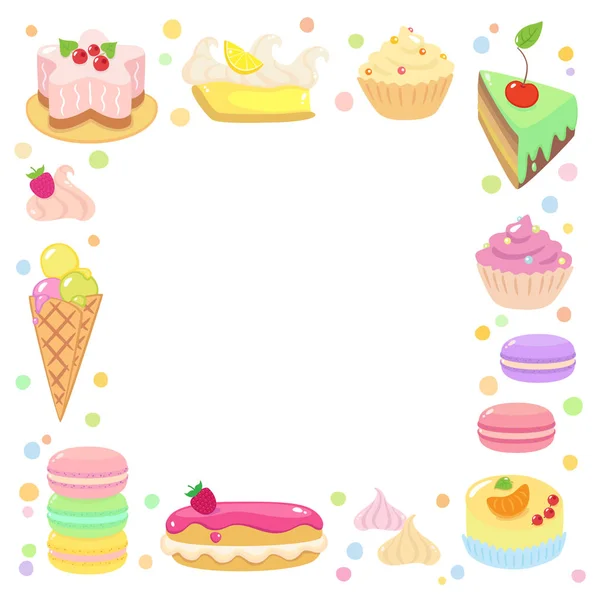 Frame Set Sweet Confection — Stock Vector