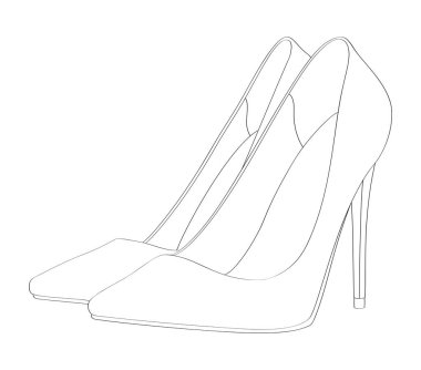 Siyah ve beyaz topuklu topuk vektör çizimi