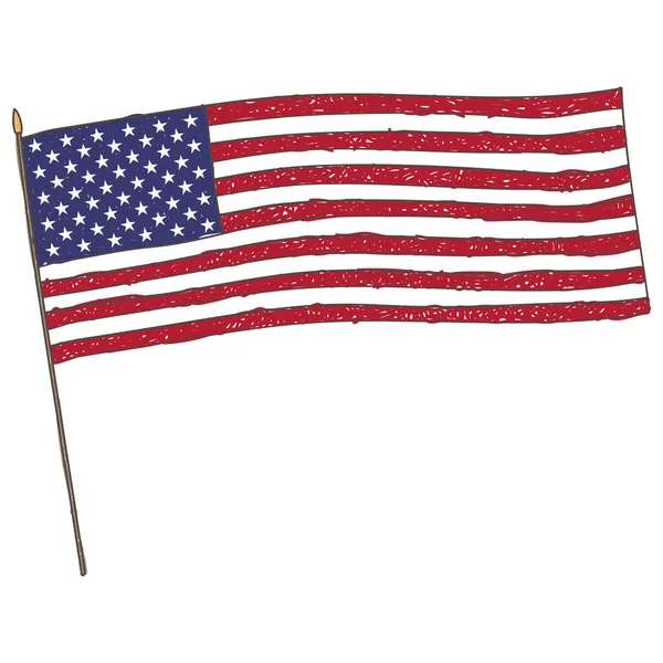 Gyerekek Rajzolnak Stílusosan Amerikai Egyesült Államok Nemzeti Zászló Vektorillusztrációja Fehér Jogdíjmentes Stock Vektorok