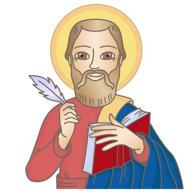 Havari Matthew, Evangelist Aziz Matthew, Salerno 'nun kalem ve kitap vektörü illüstrasyonuyla patronu.
