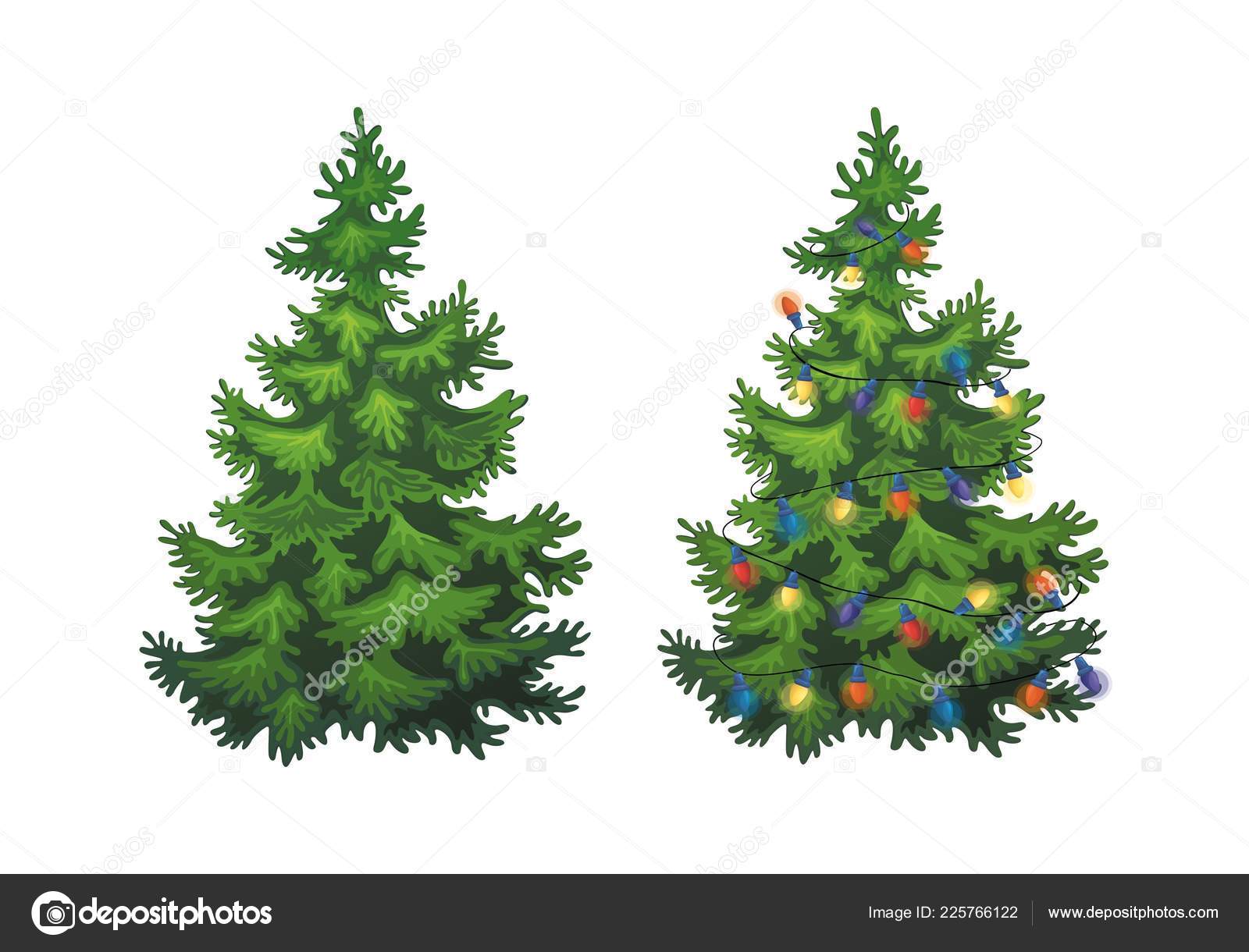 Vector Illustration Decorated Christmas Tree White Background Green Fluffy Pines Vector Image By C Victoria Mai Mail Ru Vector Stock
