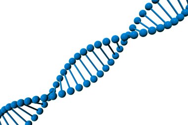 Dna molekülü 3d model beyaz arka plan üzerinde izole. 3D çizim bilim ve tıp kavramı. Mavi zinciri modeli