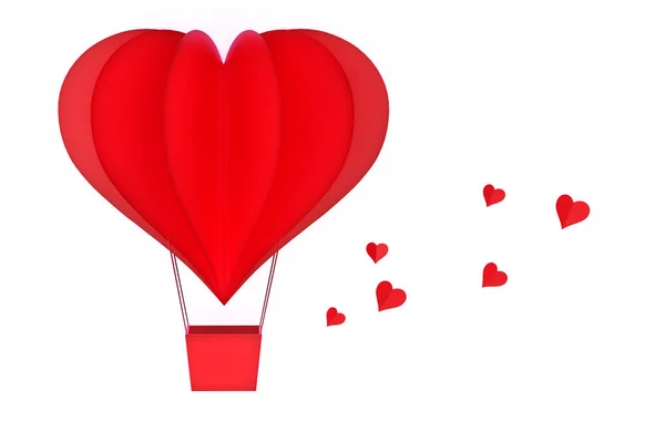 Красный Шарик Разрезанного Бумажного Сердечка Изолирован Белом День Святого Валентина — стоковое фото