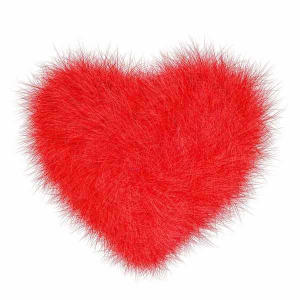 Меховое Пухлое Красное Сердце Изолировано Белом Фоне Понятие День Любви — стоковое фото