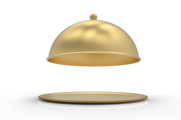 Chapa Cloche Restaurante Dourado Com Tampa Aberta Ilustração — Fotografia de Stock